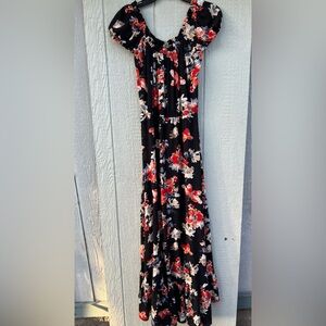 Aqua floral maxi dress